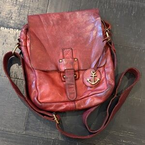 Harbour 2nd Leather Crossbody Shoulder Bag Purse Chili Red Distressed Worn